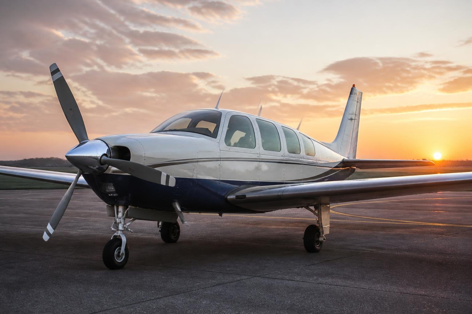 Piper Lance PA-32R-300-style retractable touring aircraft on an airport ramp