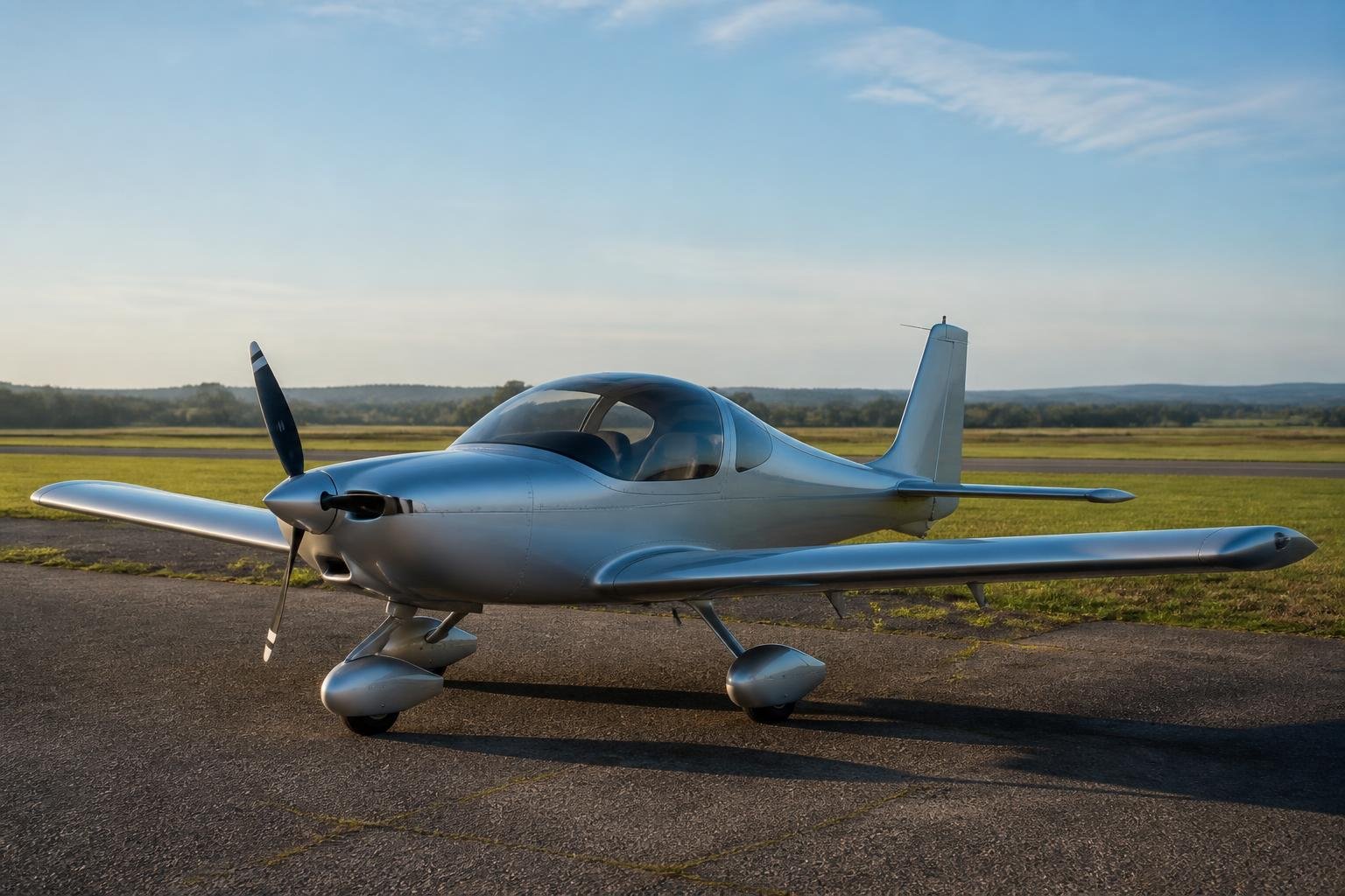 Van's RV-12-style light sport aircraft parked on an airport apron
