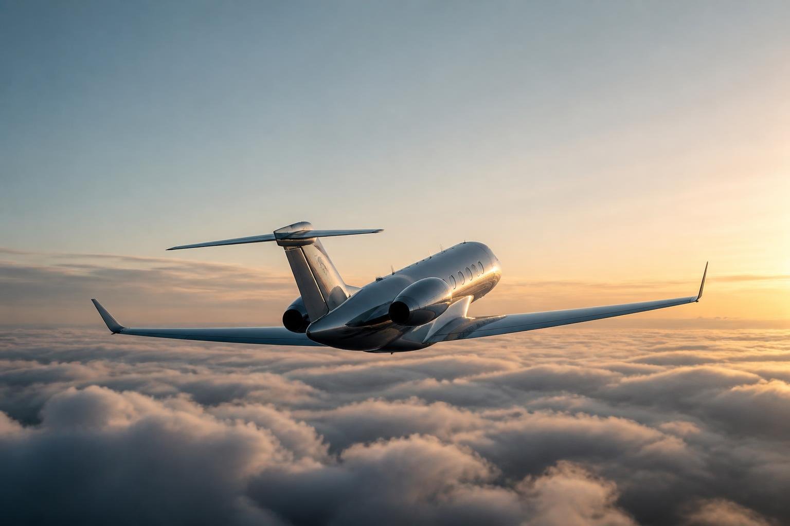 Very light business jet climbing above a cloud layer