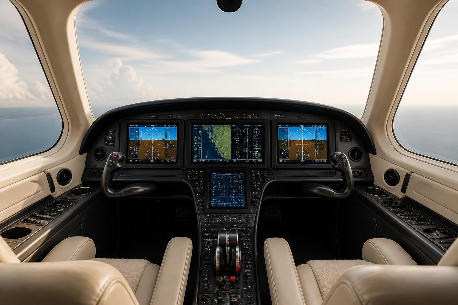 Glass cockpit of a modern very light business jet
