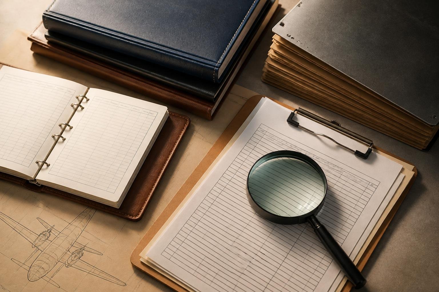 Aircraft maintenance records arranged for review