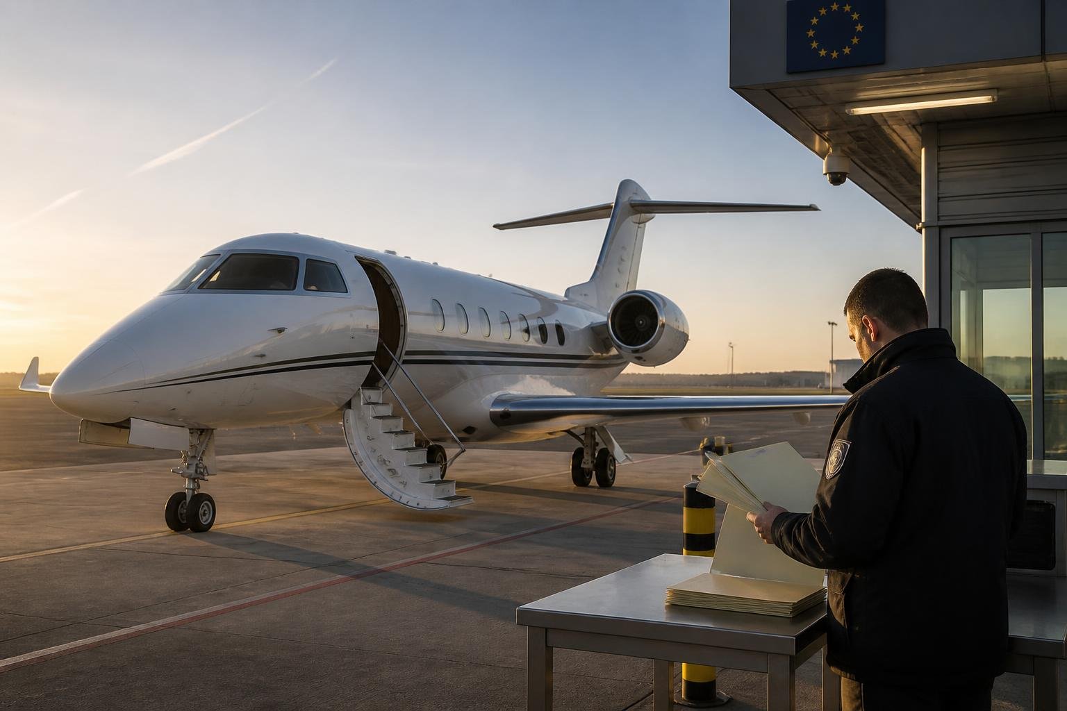 Aircraft positioned for cross-border documentation review