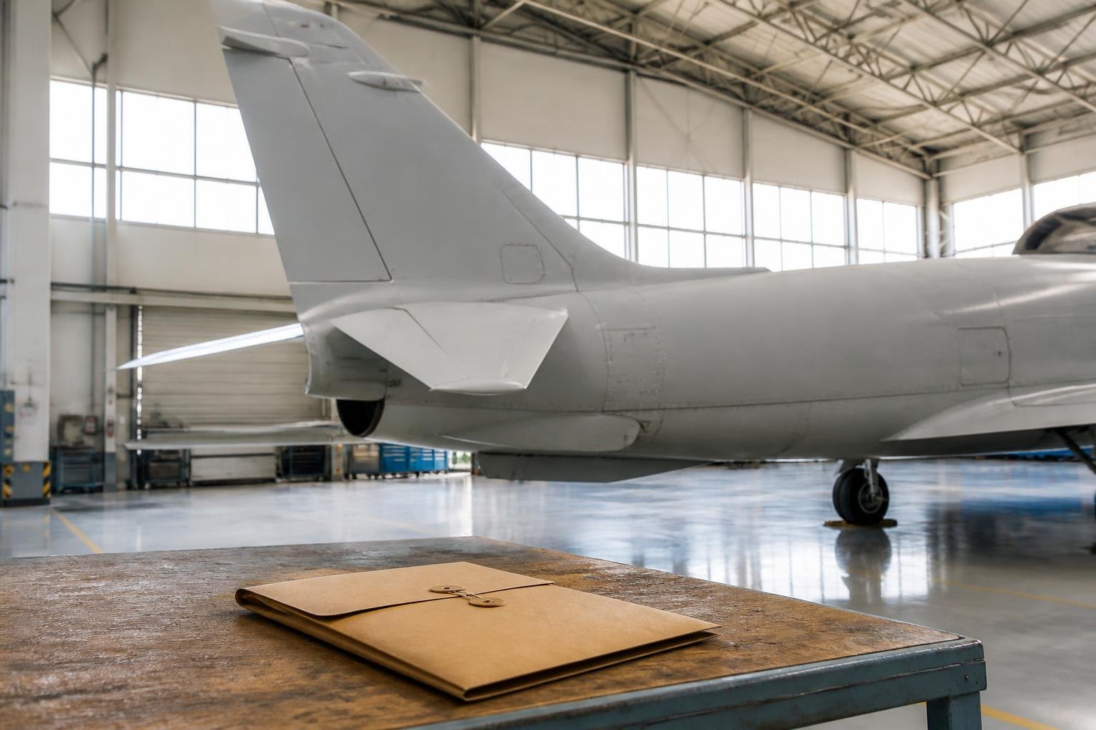 Aircraft and document folder prepared for a registration transfer