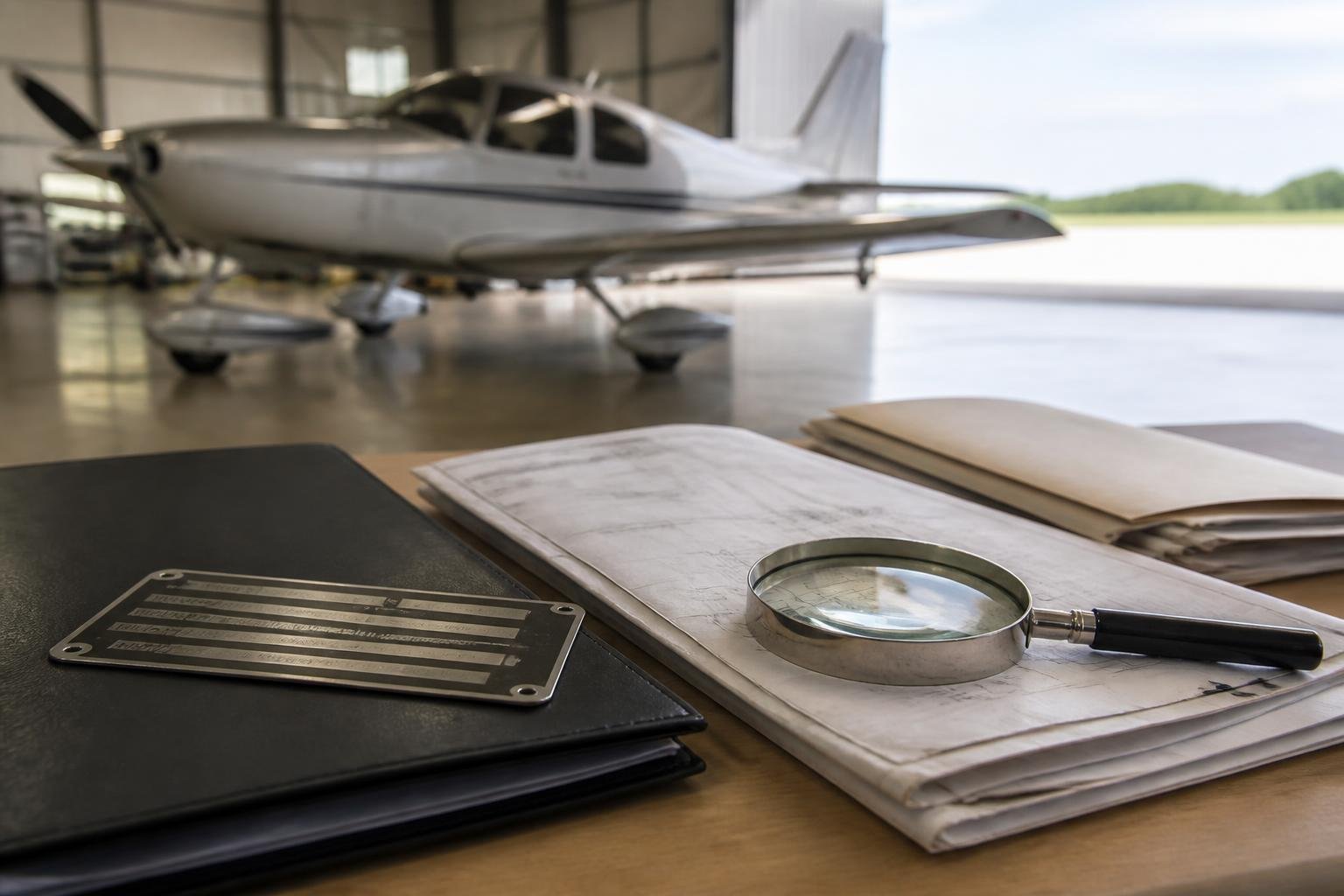 Aircraft records and data plate prepared for ownership verification