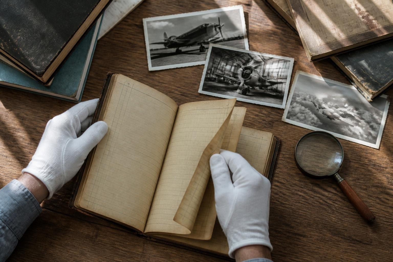 Aircraft buyer reviewing historic maintenance records