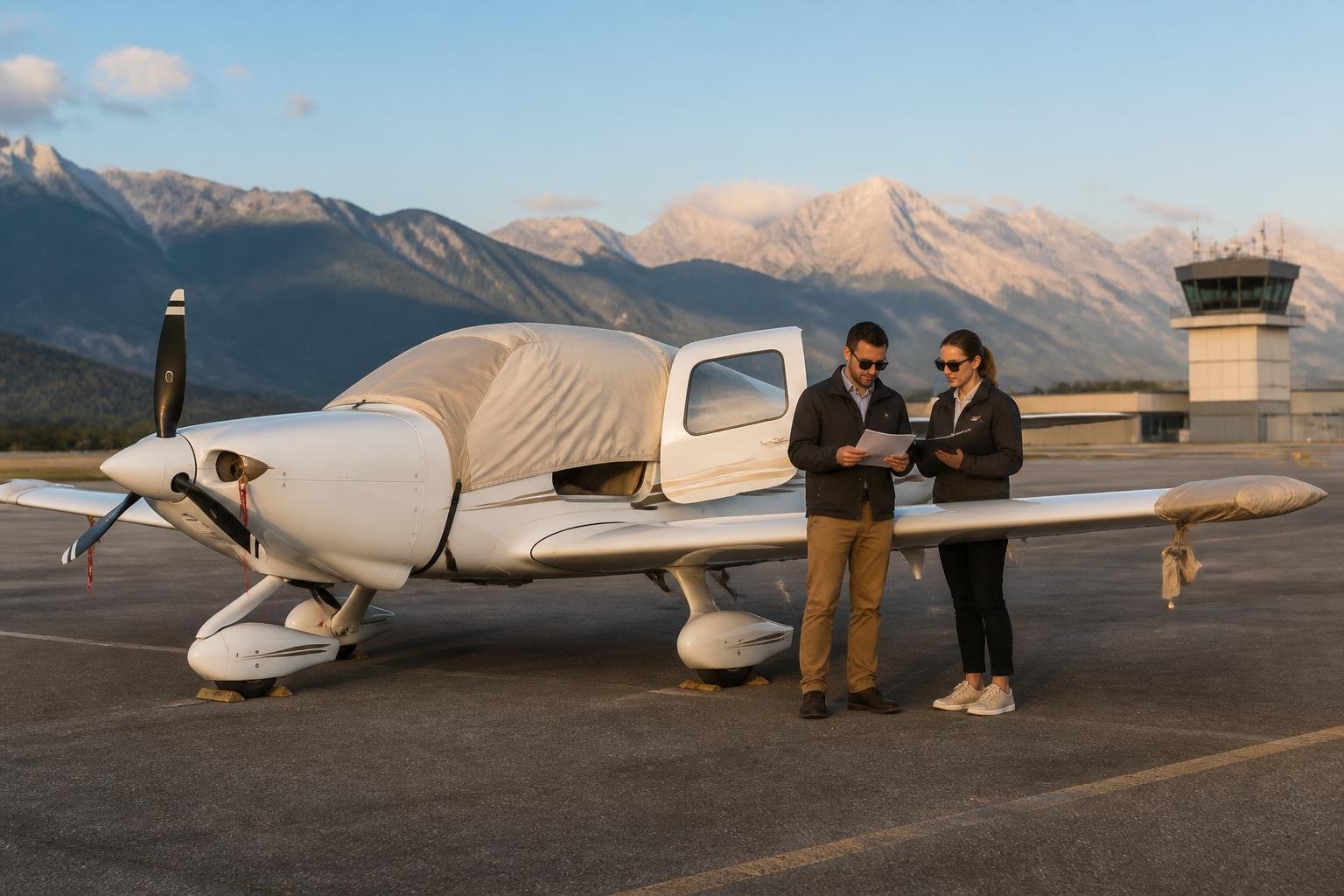 Cross-border aircraft delivery preparations on a European apron