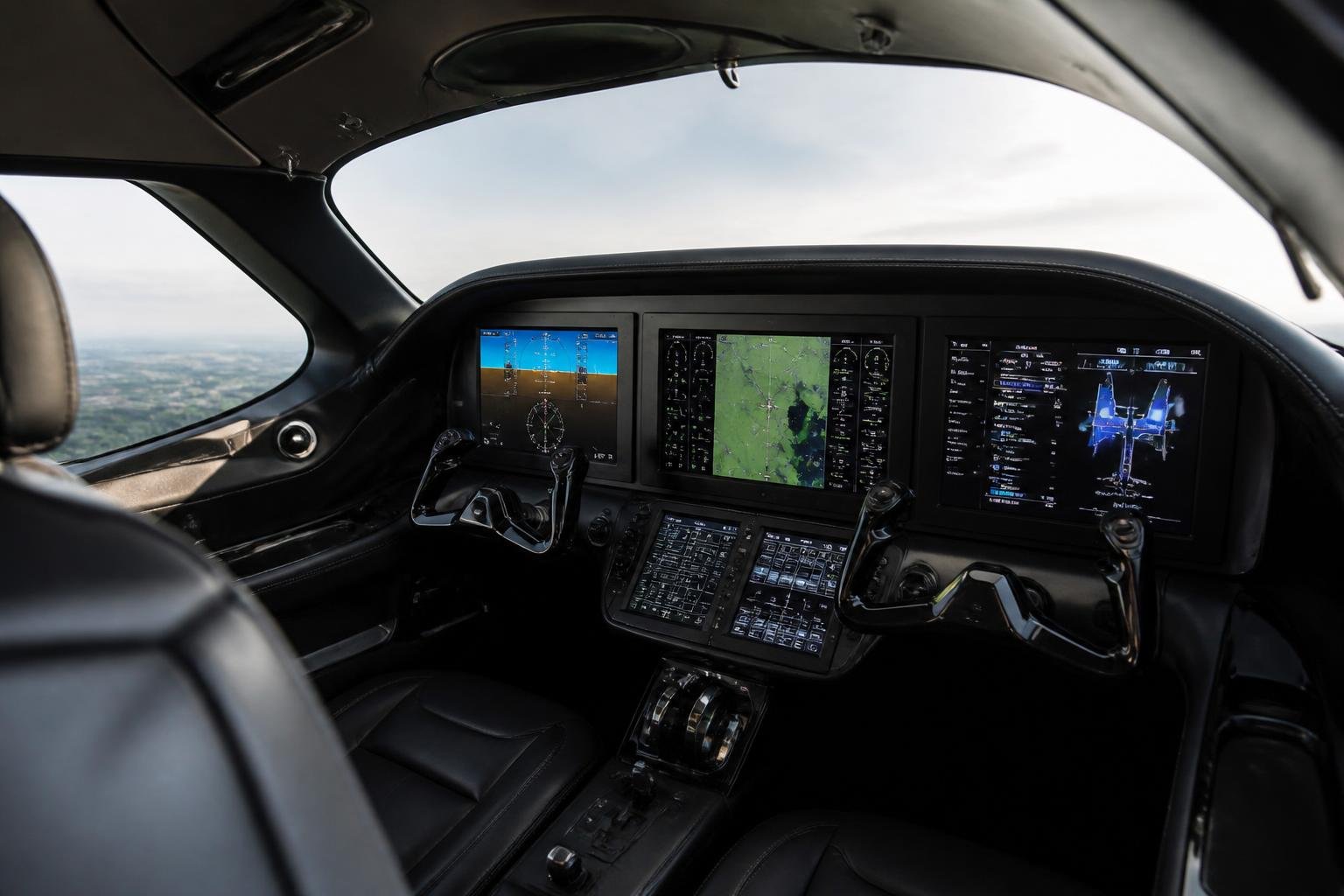 Modern glass cockpit in a high-performance single-engine aircraft