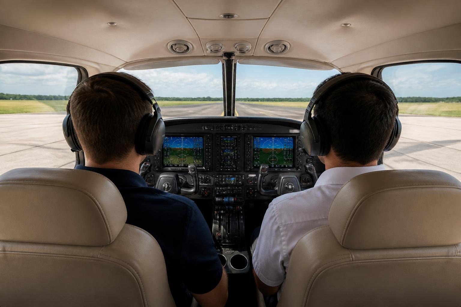 Glass cockpit in a modern multi-engine training aircraft