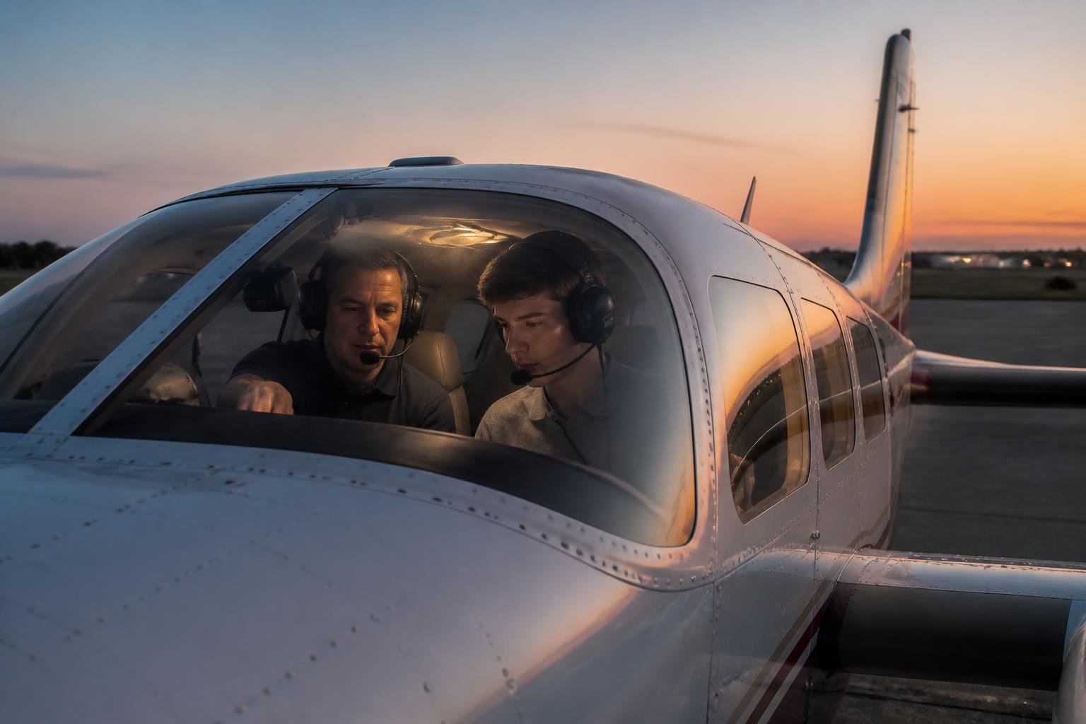Instructor and student preparing a multi-engine training lesson