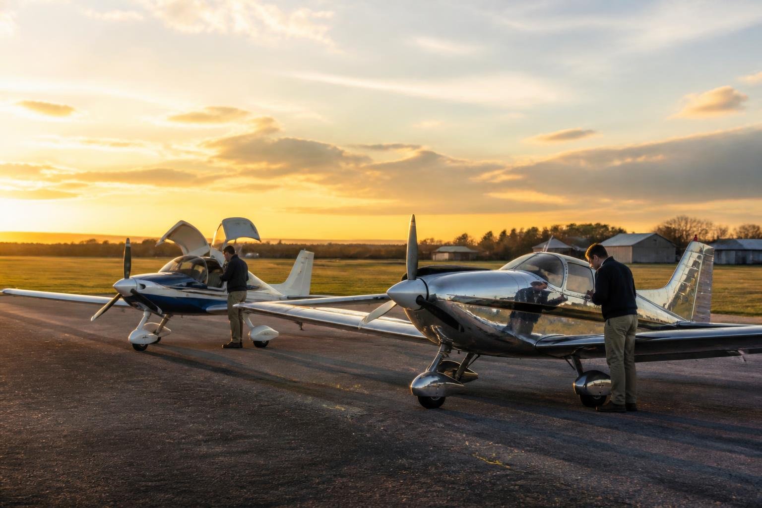 Certified and homebuilt light aircraft during a preflight inspection