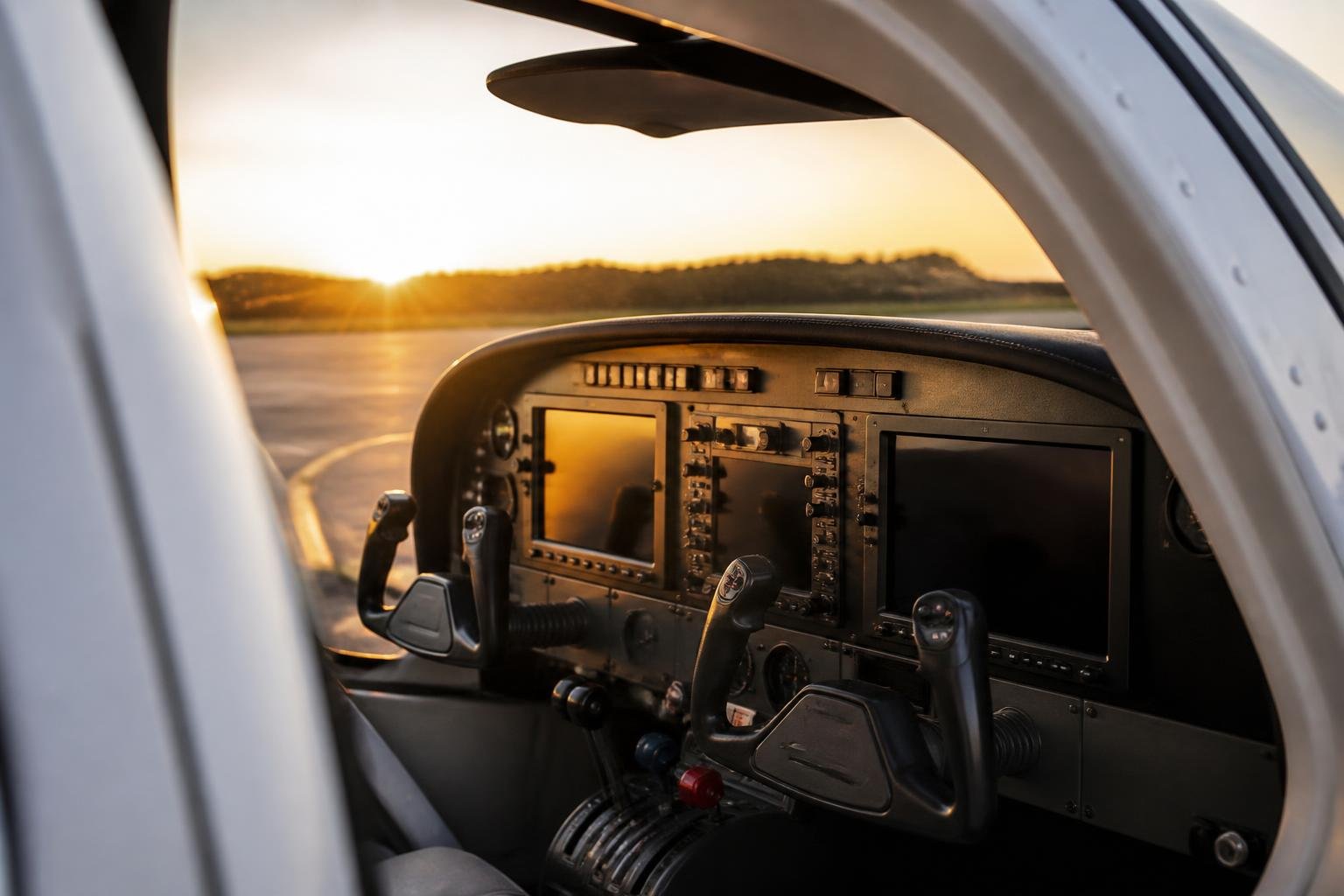 Modernized general aviation cockpit with glass displays and backup instruments
