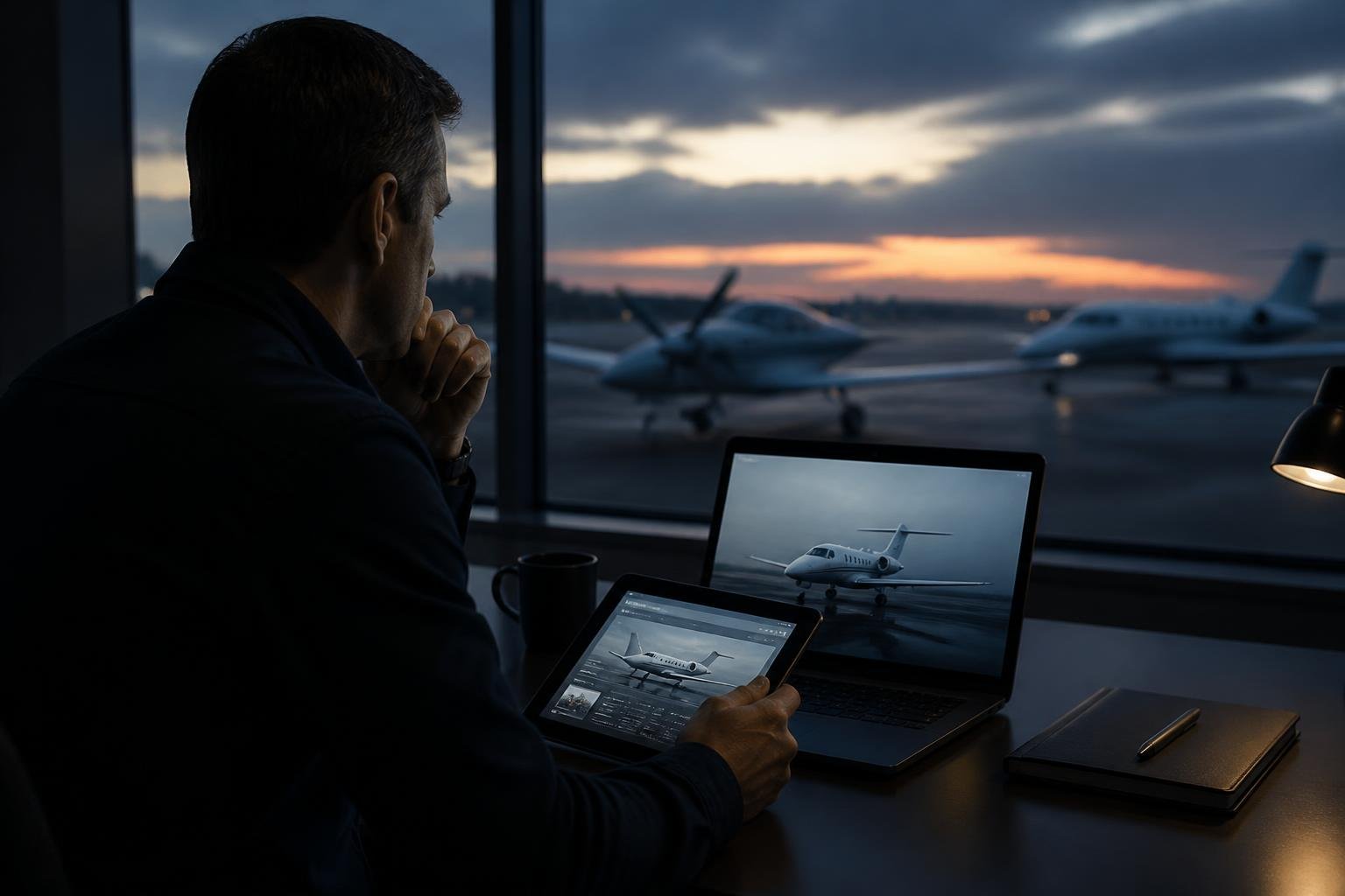 Buyer monitoring an aircraft auction close