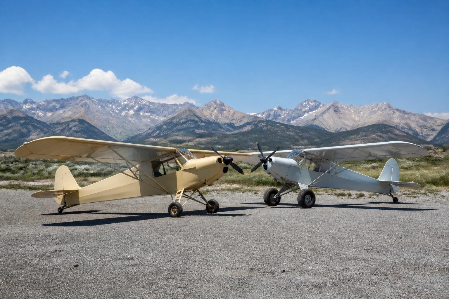 Classic taildraggers showing different landing-gear configurations