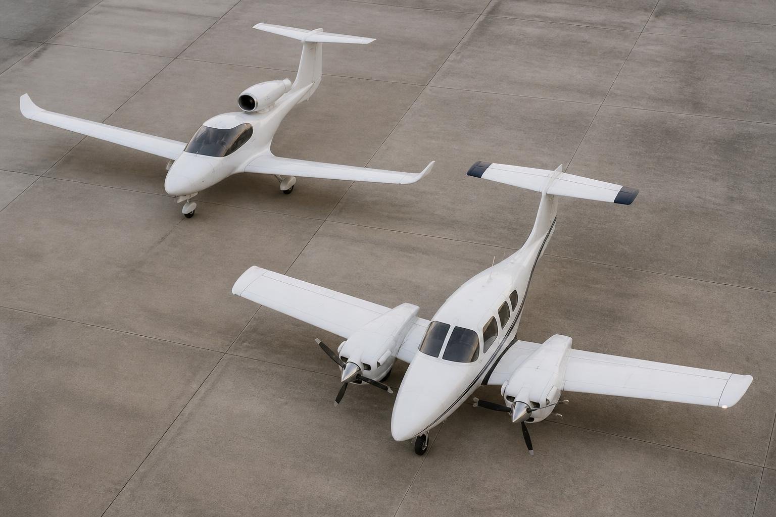 Overhead comparison of push-pull and conventional twin engine layouts
