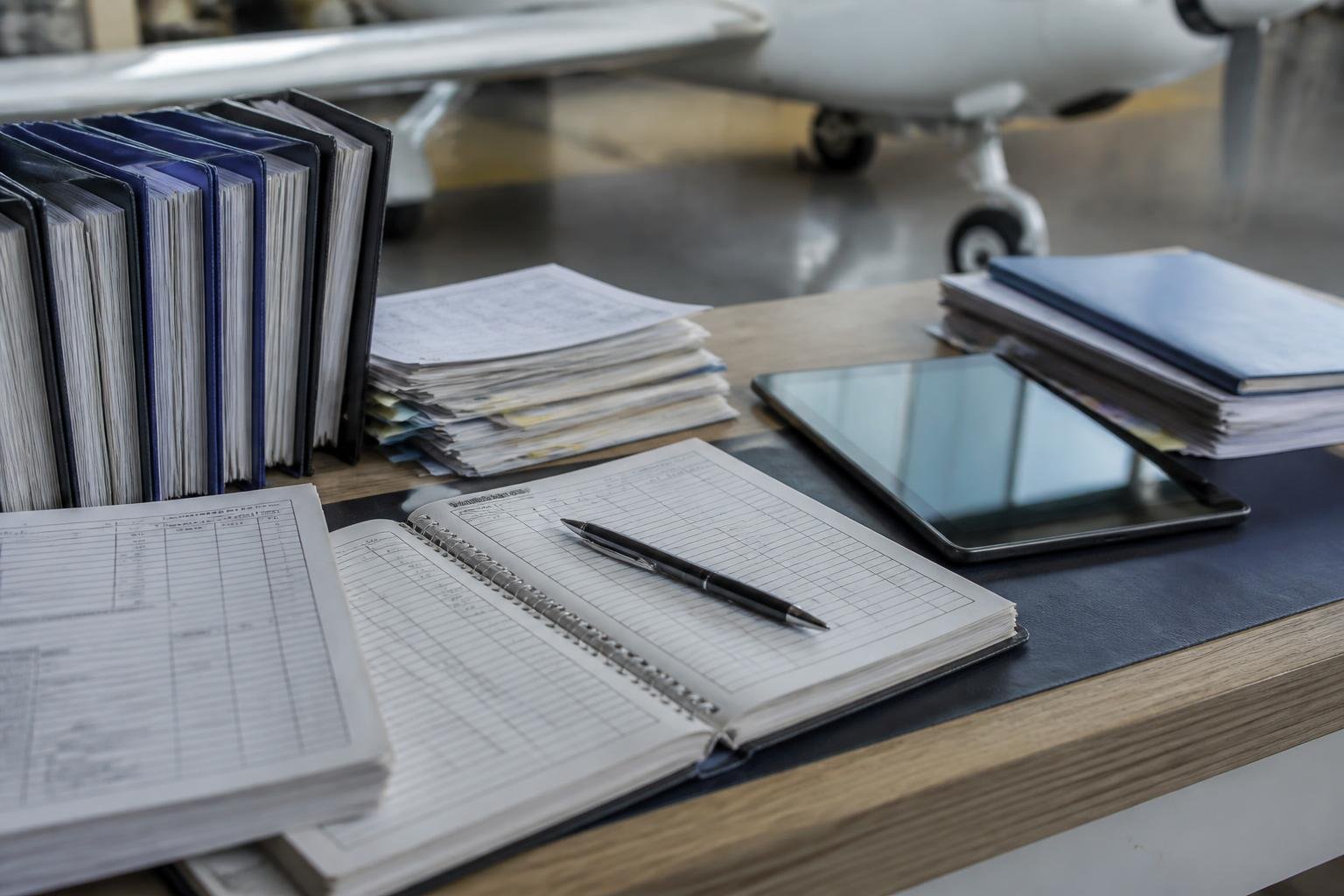 Organized aircraft records prepared for buyer review